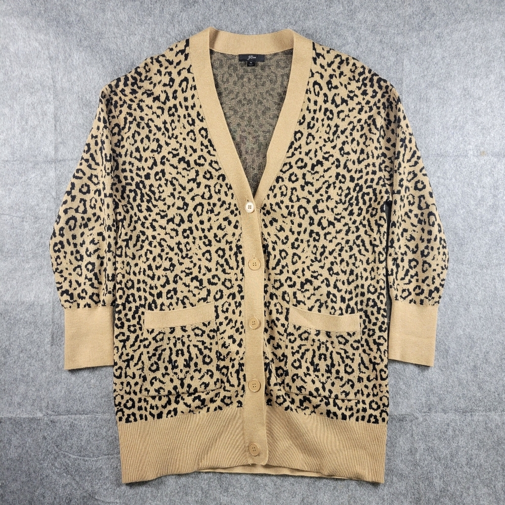 J. Crew Leopard Cheetah Print Cardigan Womens Size Medium